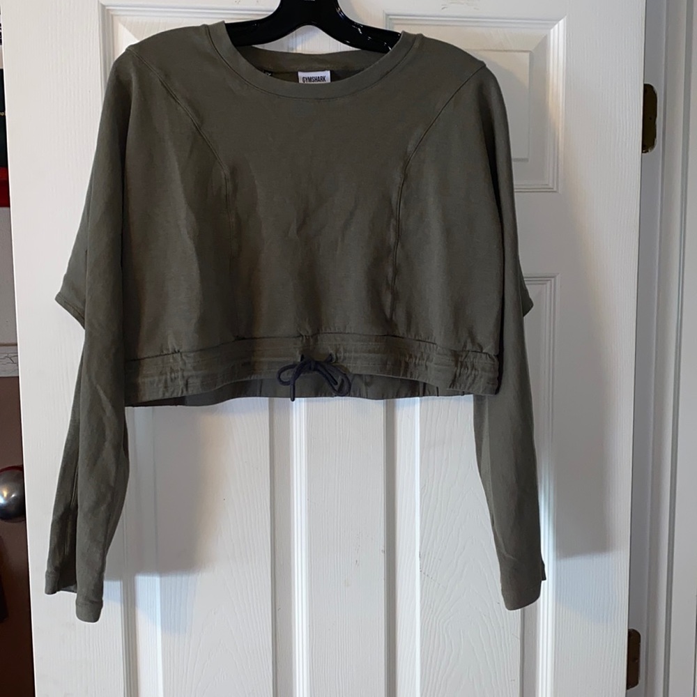 Gymshark army green crop long sleeve